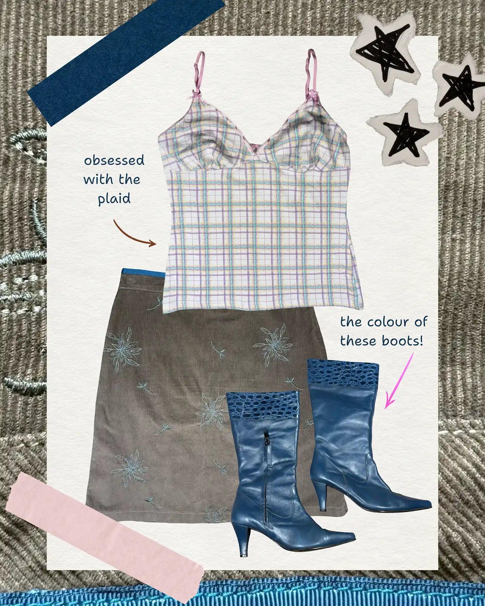 White and Pink Checked Cami Top