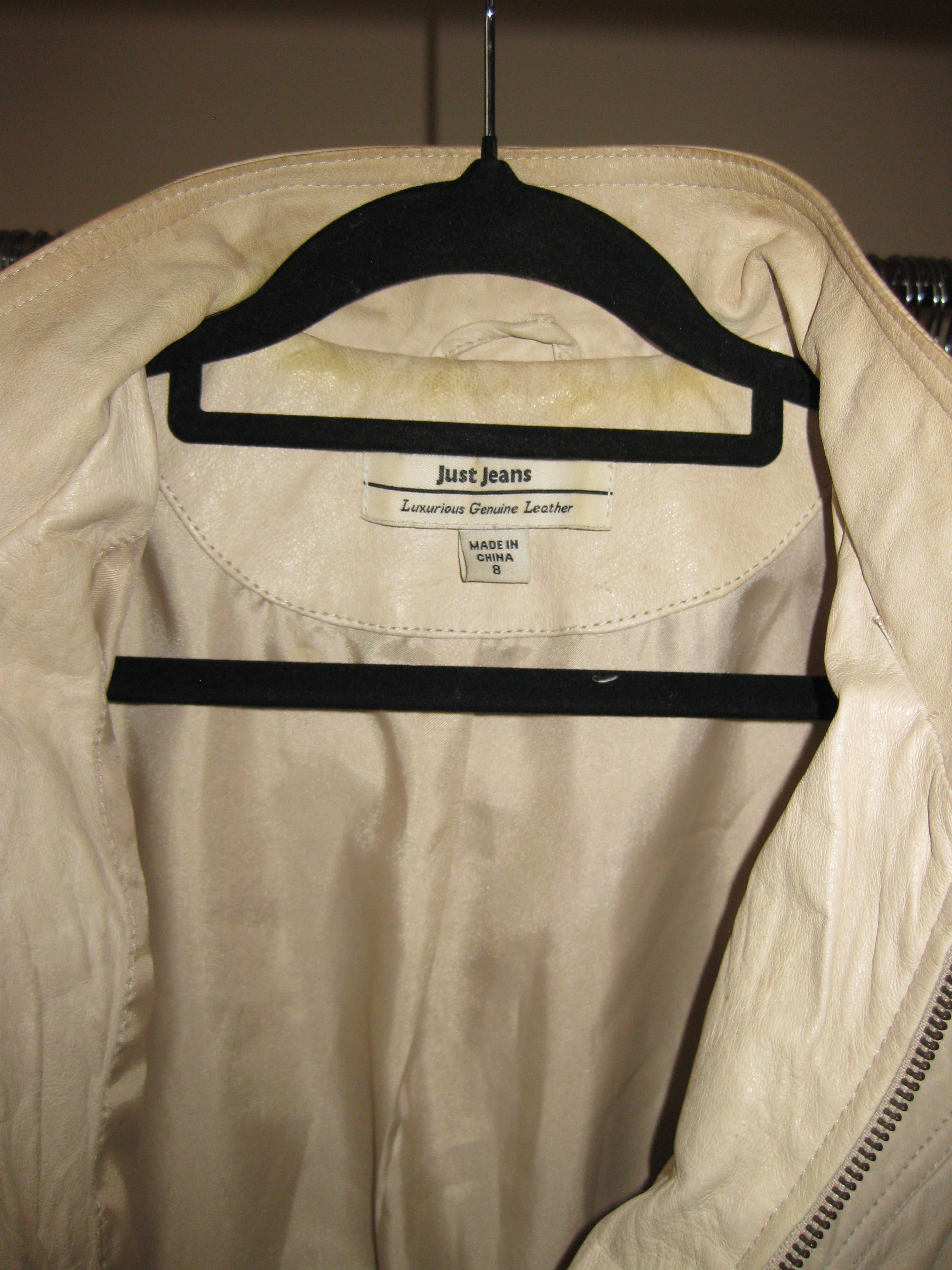 Vintage style cream motorcycle leather jacket size 8