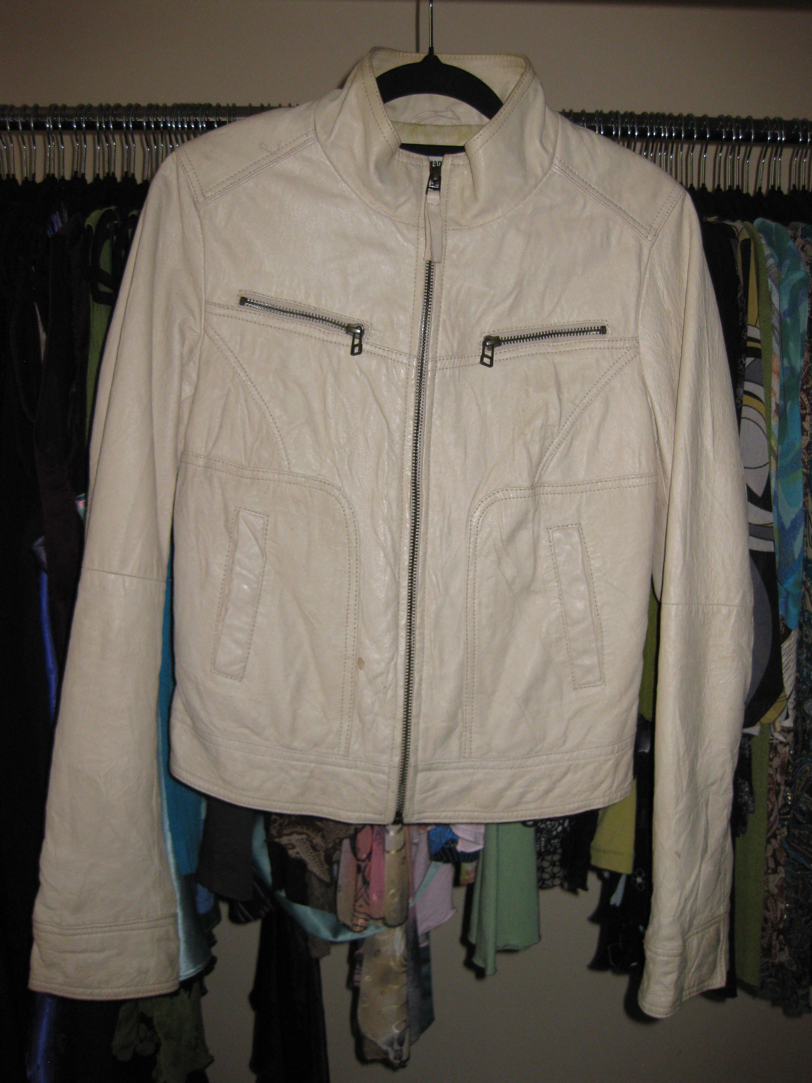 Vintage cream leather motorcycle jacket size 8