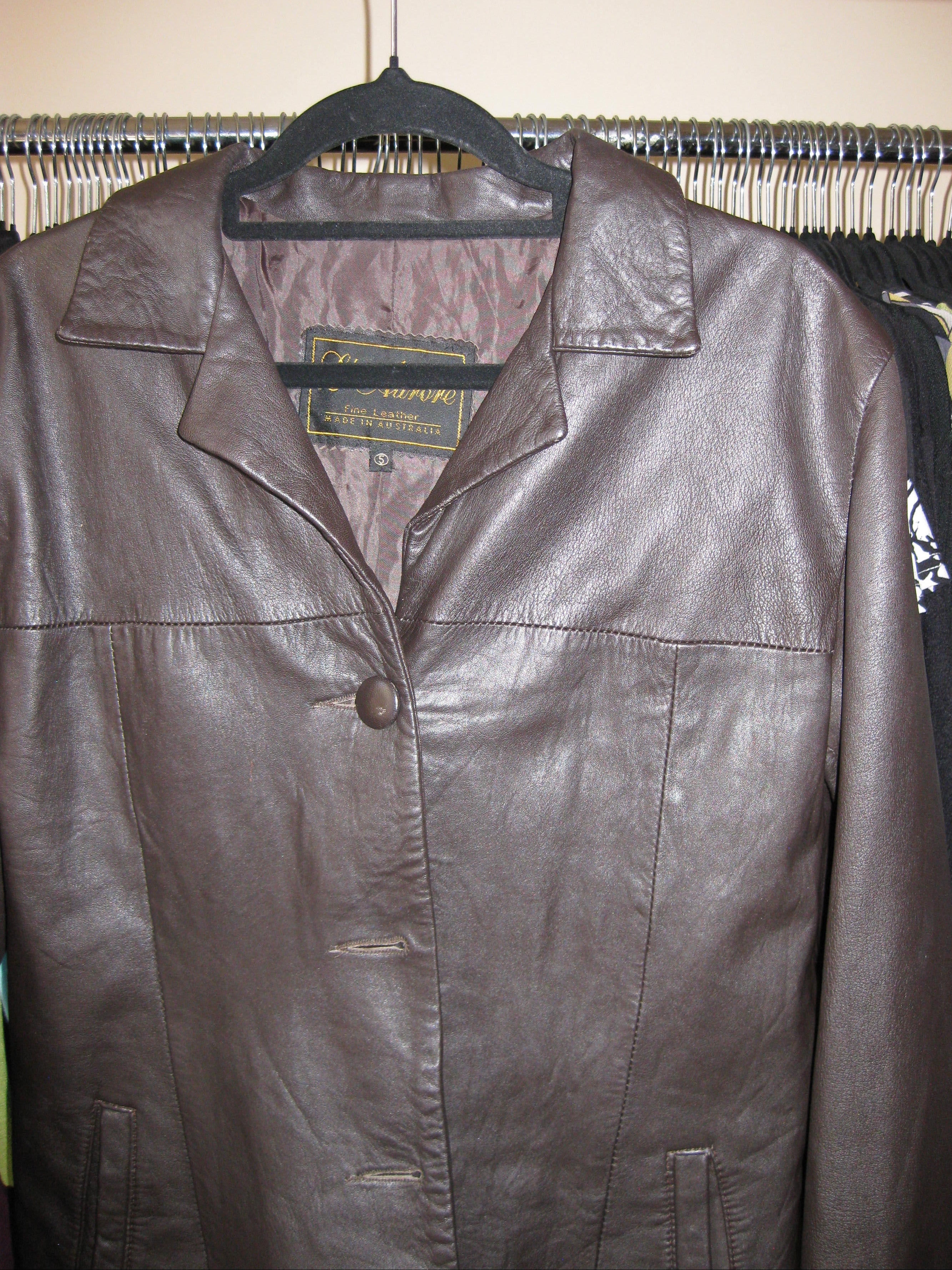 Vintage style dark brown leather jacket size 8