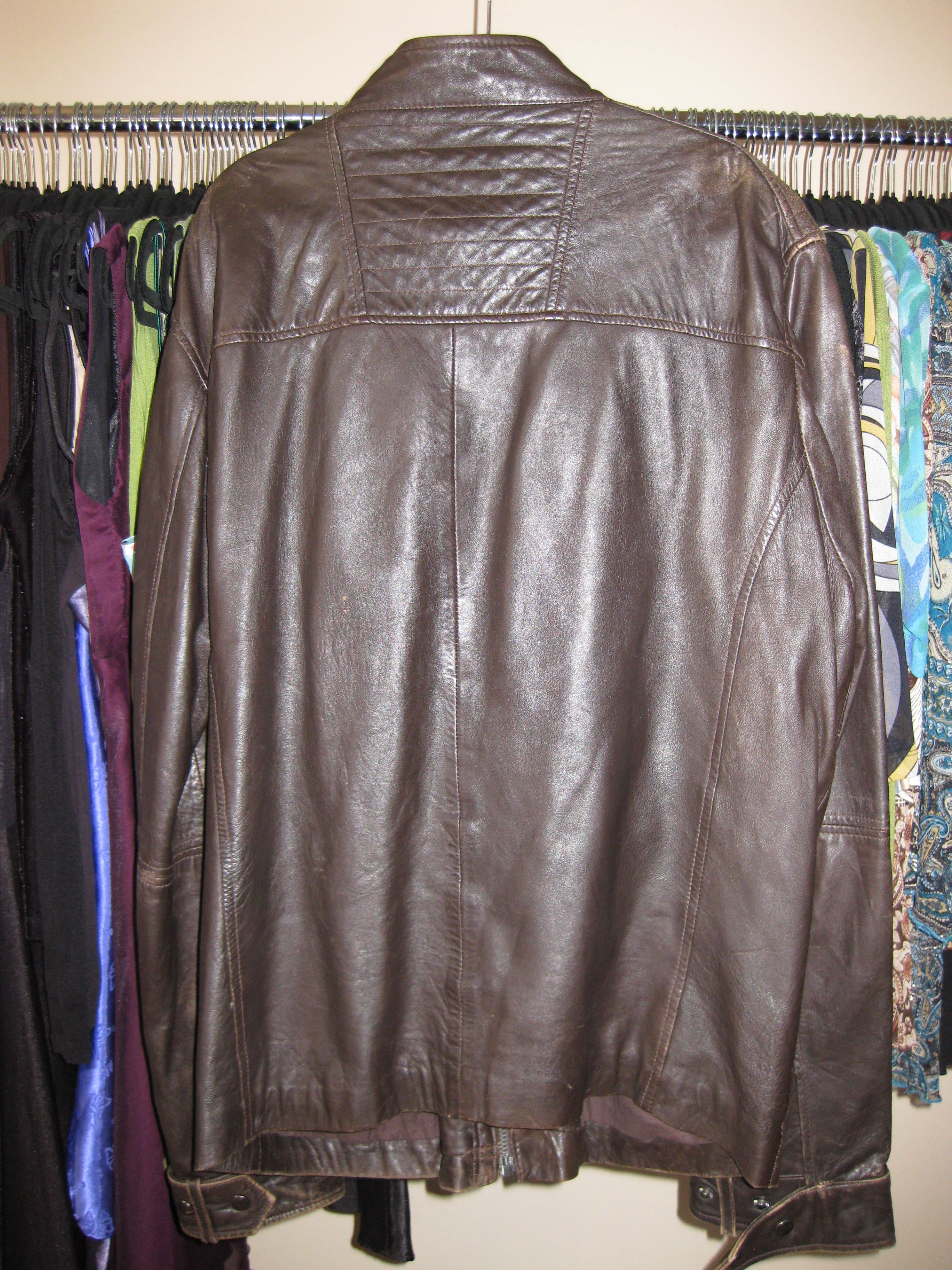 Dark brown motorcycle jacket in vintage style size 2XL