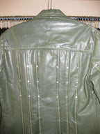 Studded green leather jacket in vintage style size S
