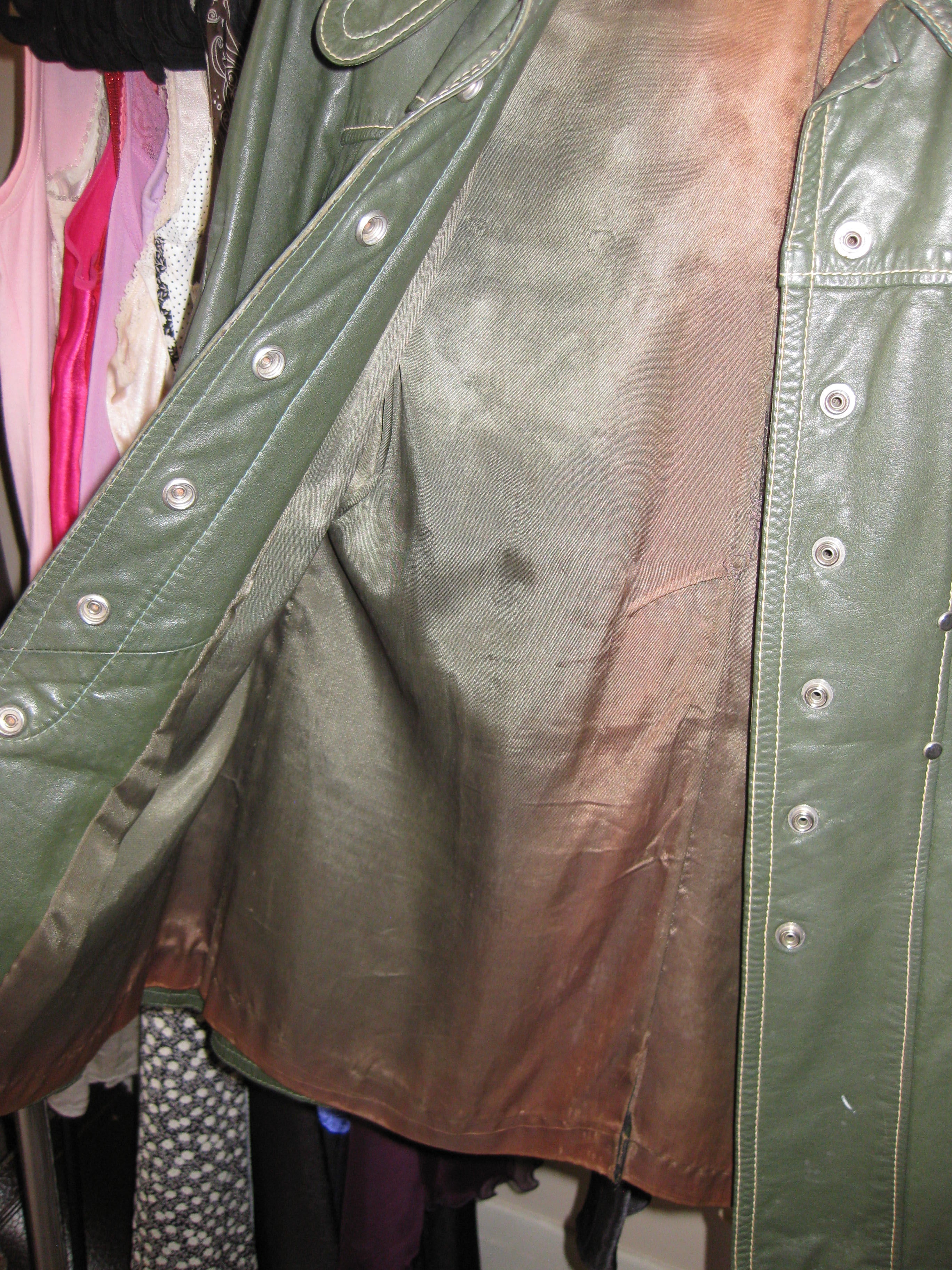 Green leather jacket vintage S