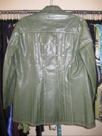 Green leather jacket with studded details, vintage style, size S