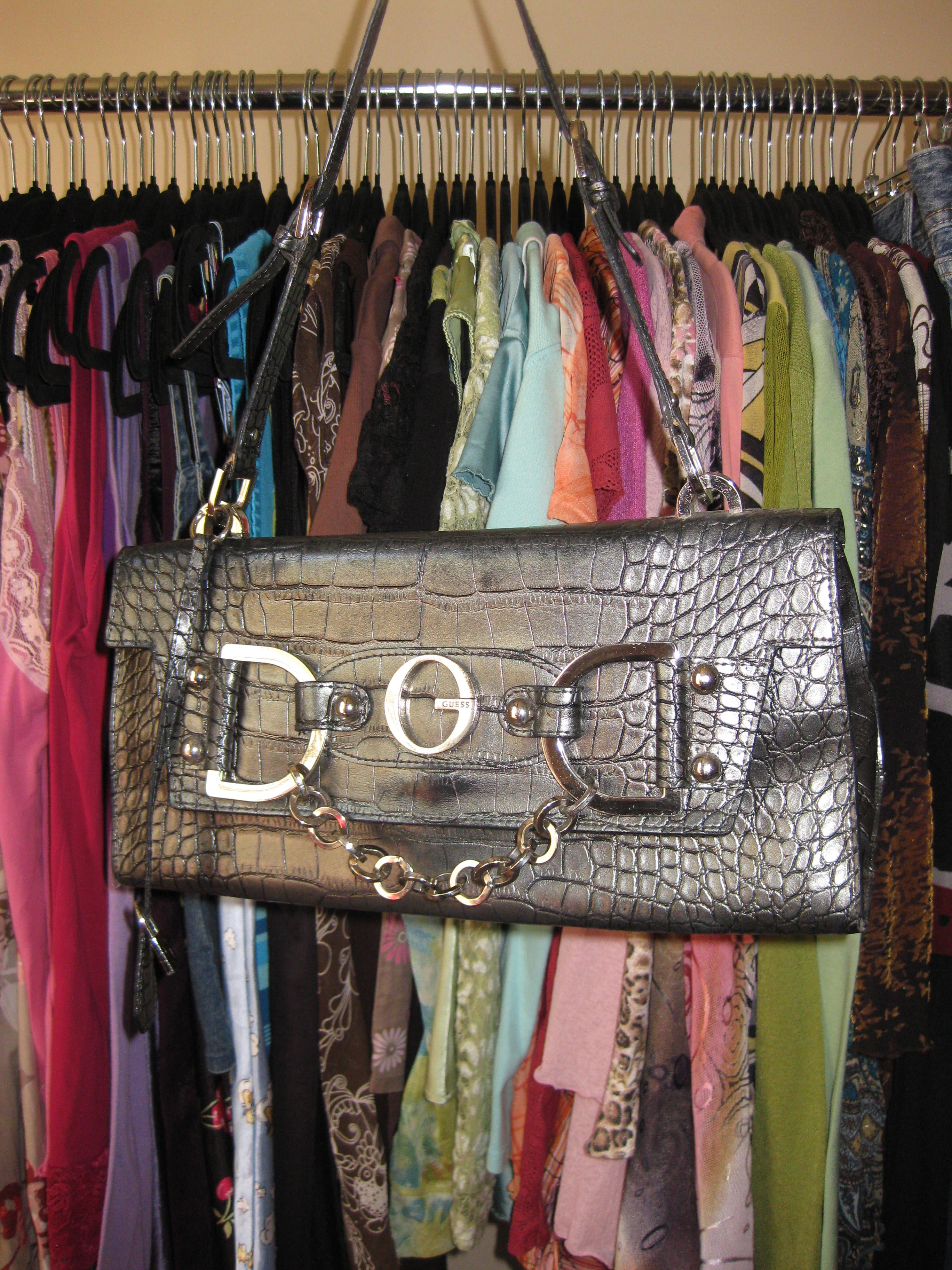 Vintage grey Guess shoulder bag with buckle detail