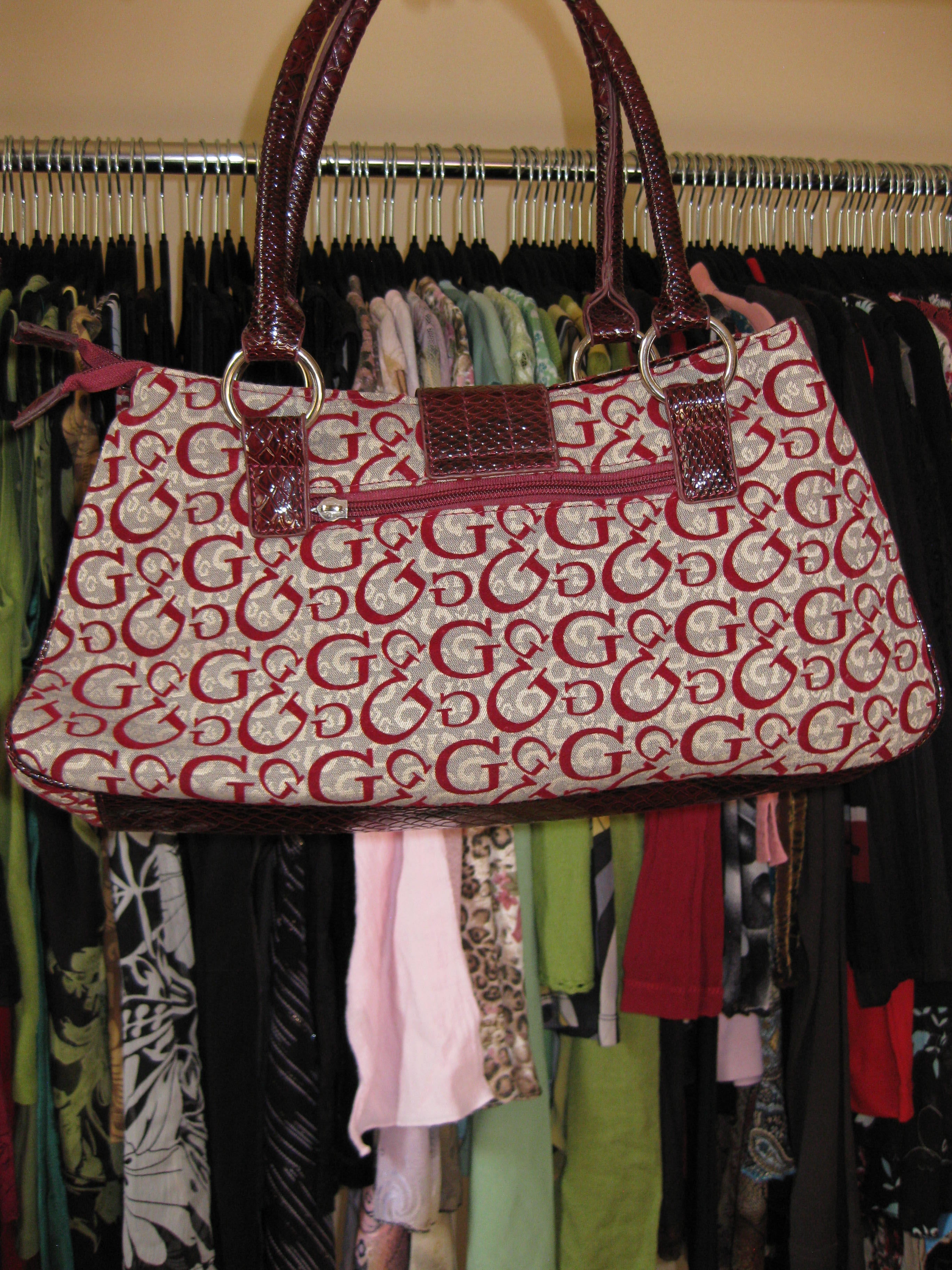 red faux guess bag
