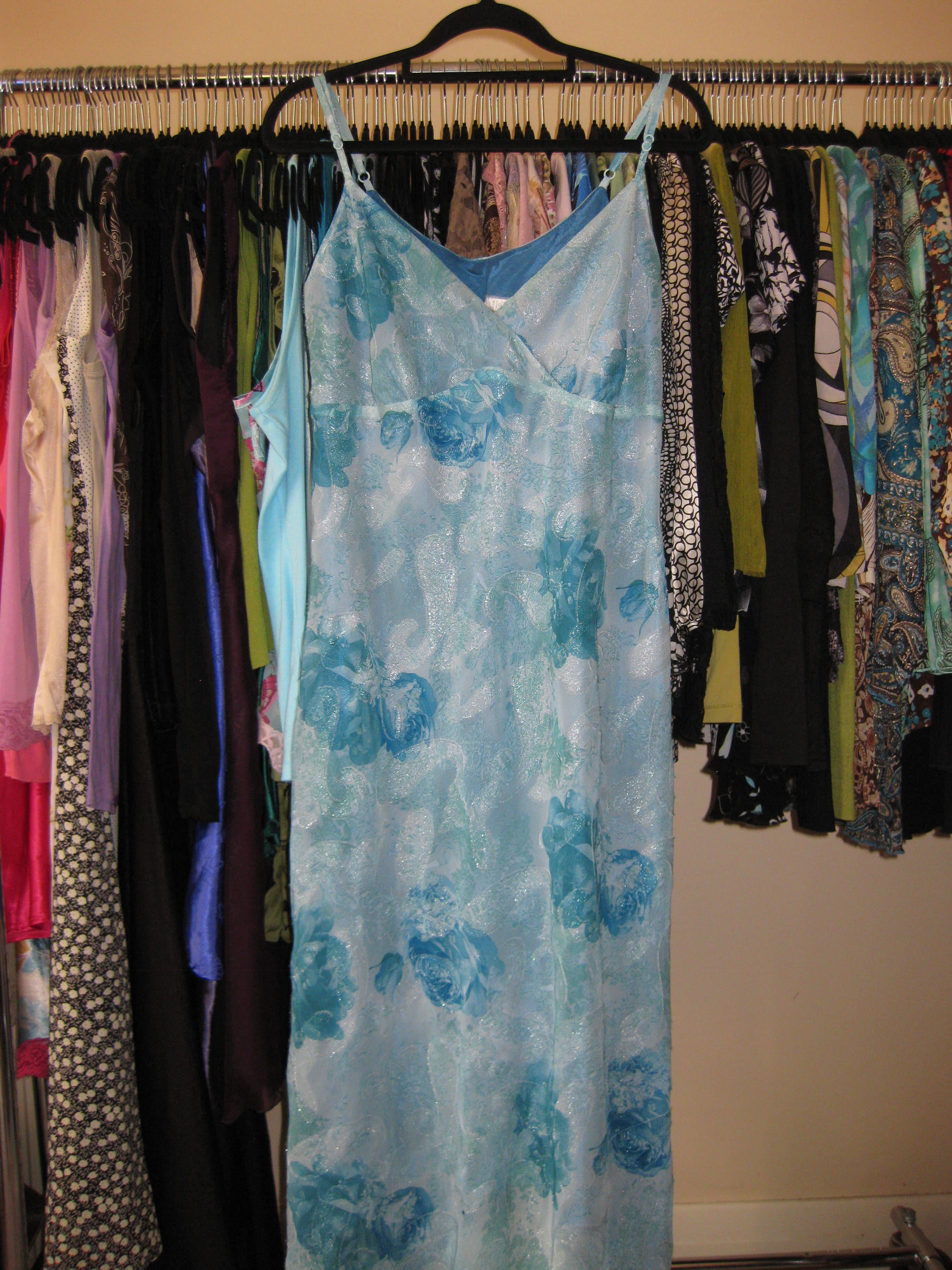 Blue and green fairycore dress from the Y2K era