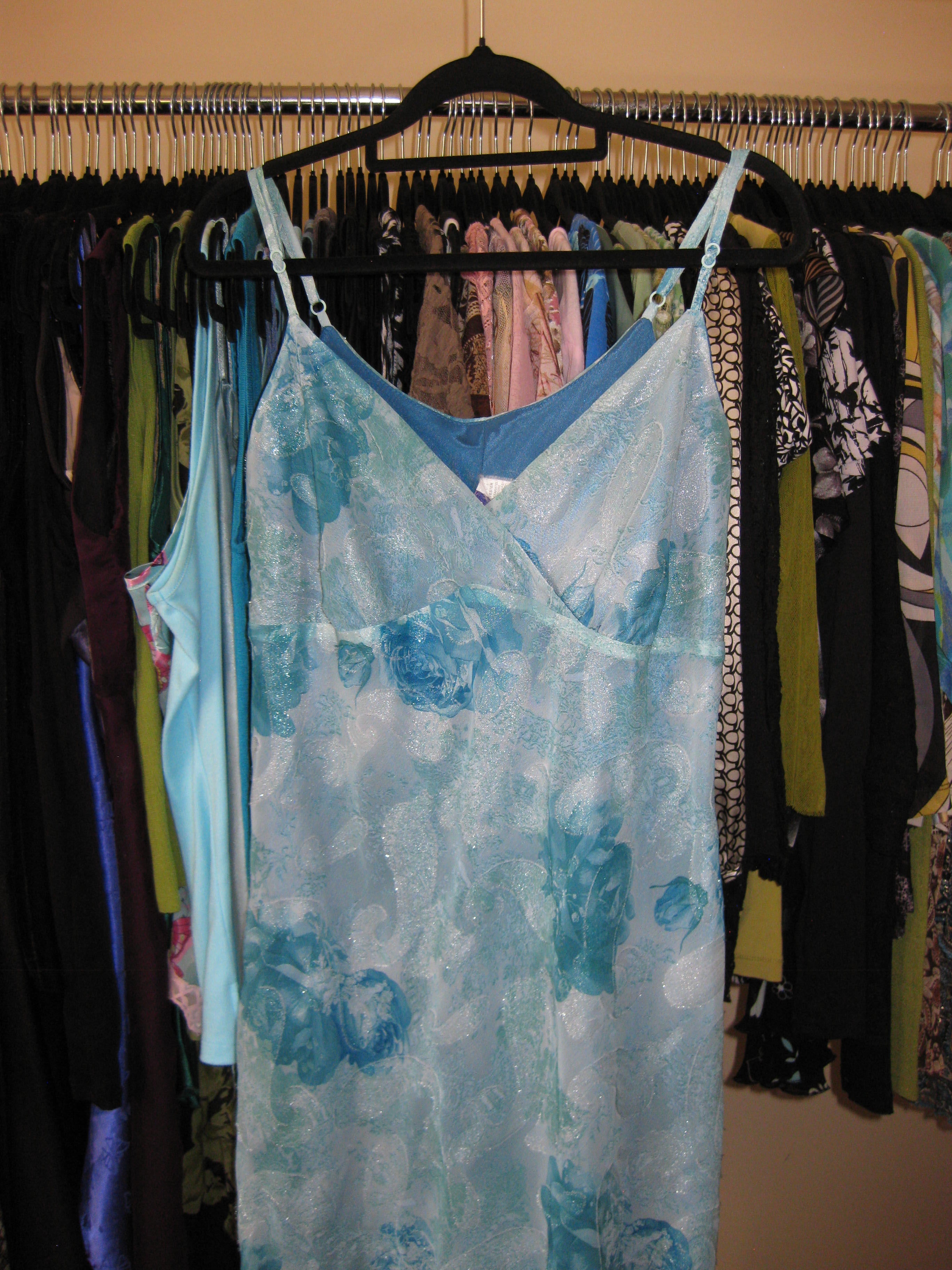 Fairycore style dress in blue and green, Y2K inspired