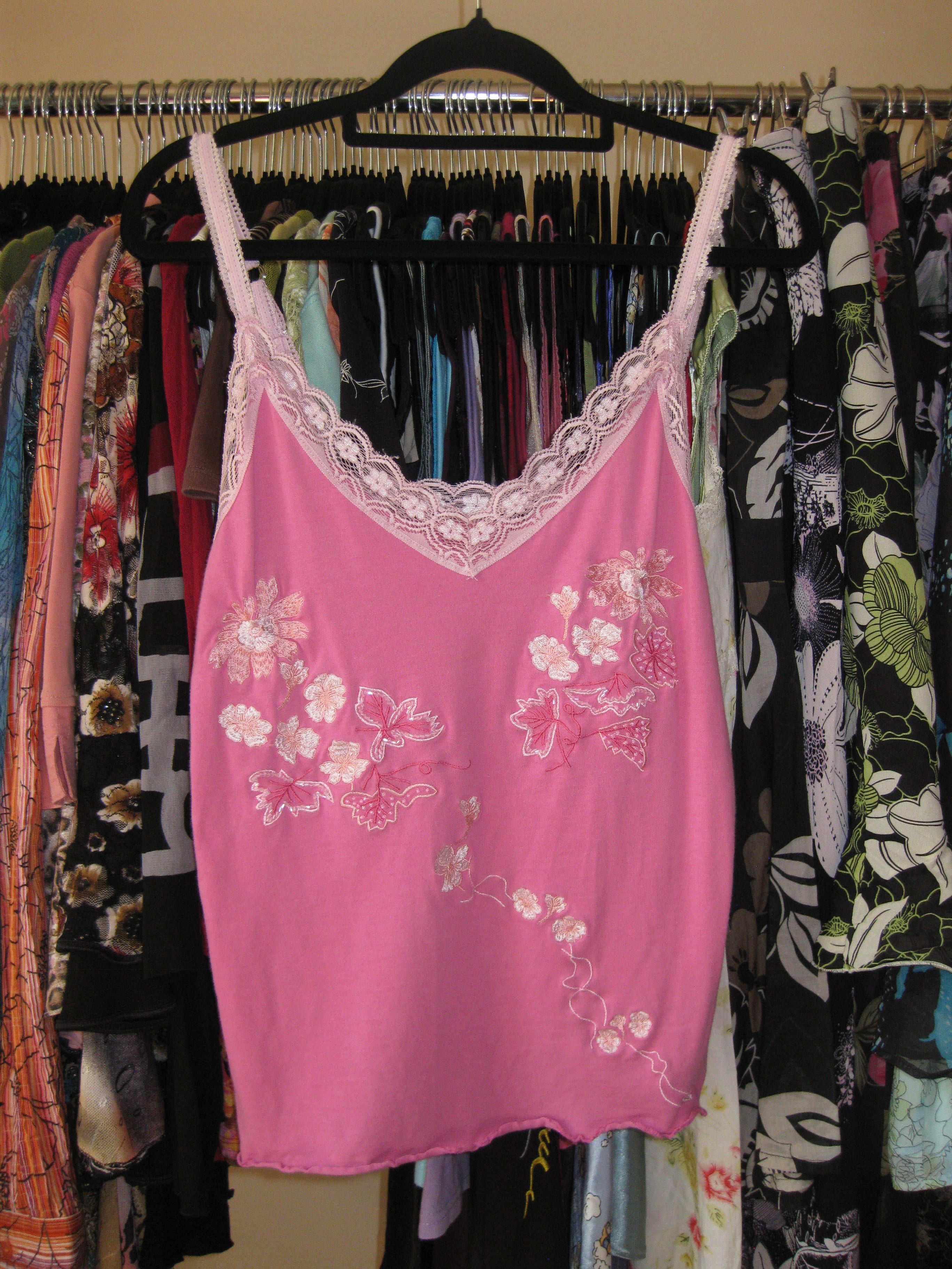 Y2K pink floral cami top, size S